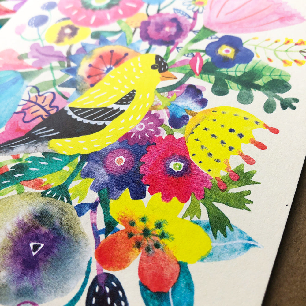 Goldfinch and Flowers Greeting Card