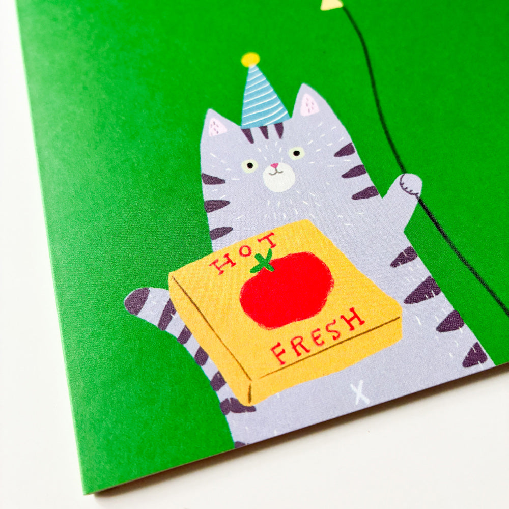 Happizza Cat Birthday Card