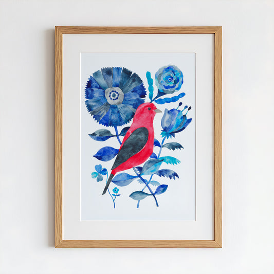 Scarlet Tanager Original Painting - 12"x16"