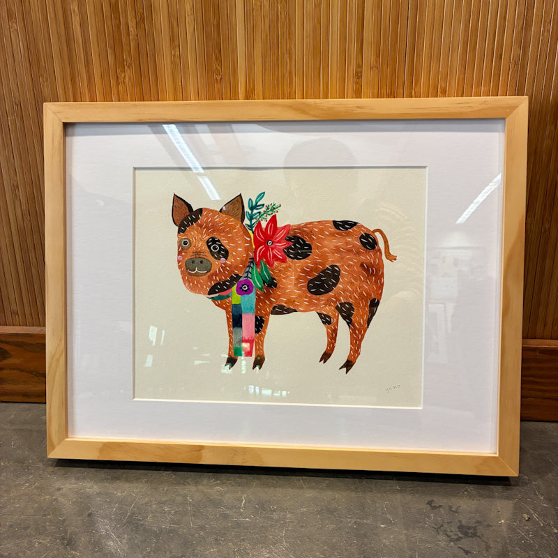 Brown Pig Original Painting - 12"x16"