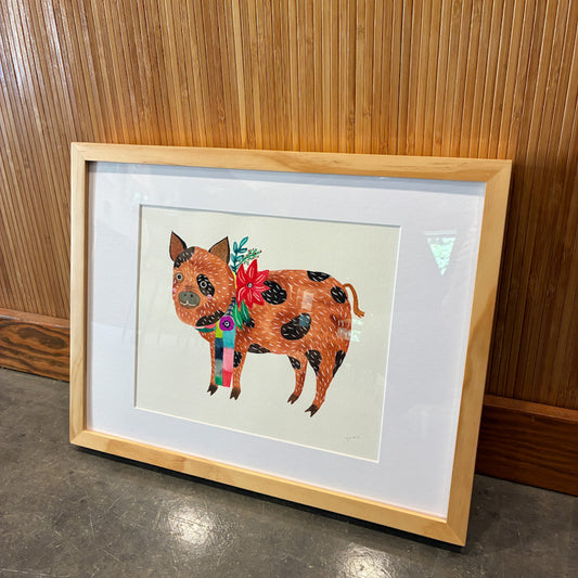 Brown Pig Original Painting - 12"x16"