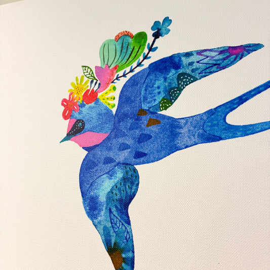 Blue Swallow Canvas Print - 11"x14"