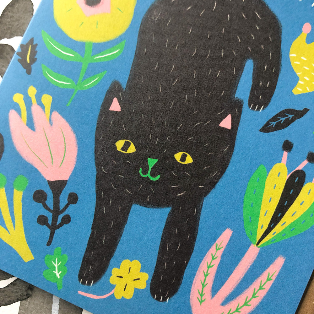 Kitty Mod Flower Birthday Card