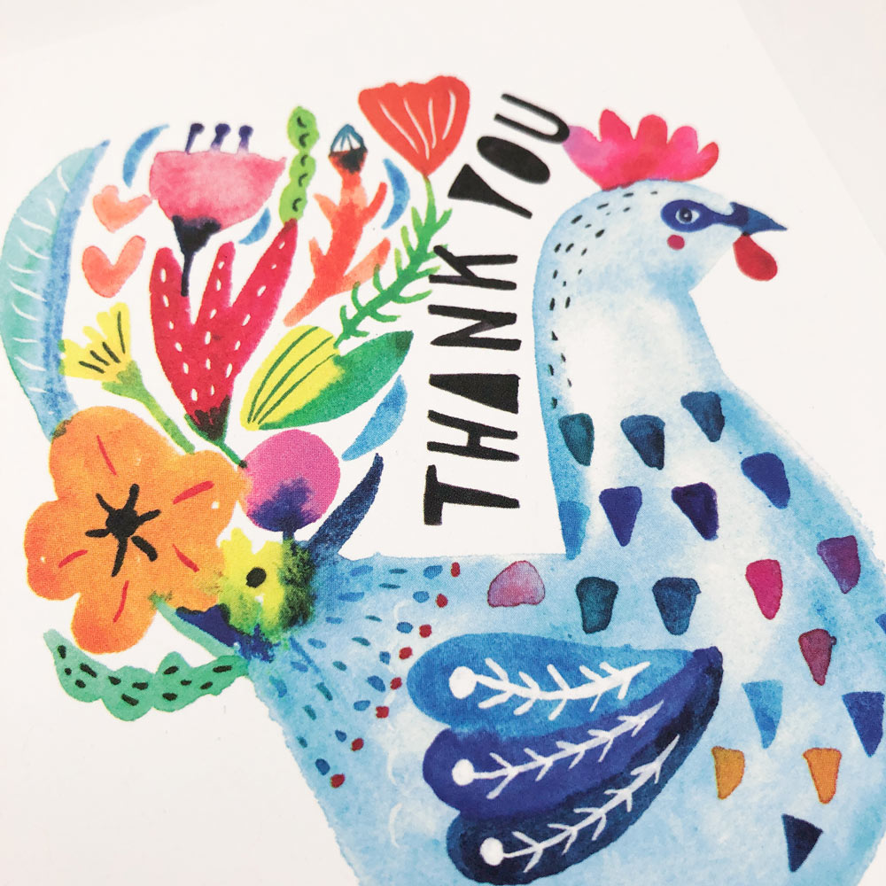 Blue Rooster Thank You Card
