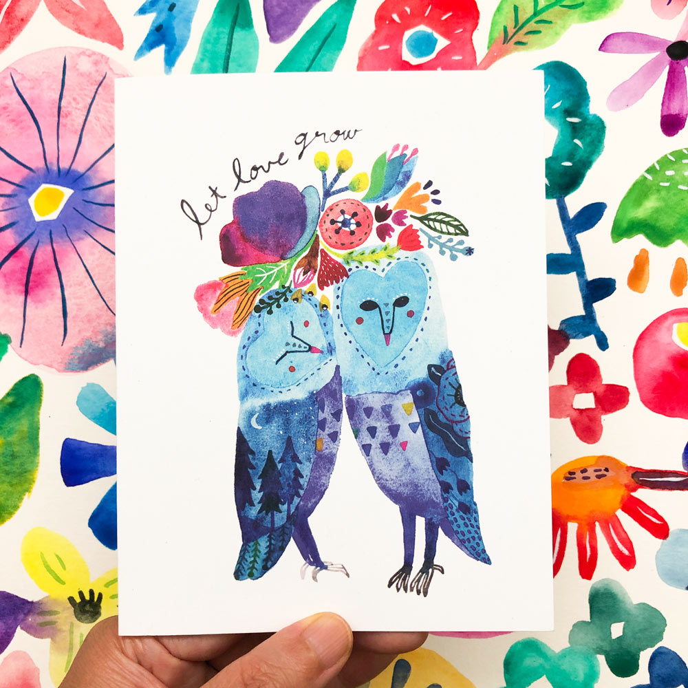 Barn Owl Let Love Grow Card