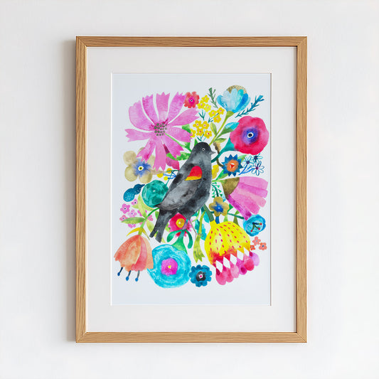 Blackbird Original Painting - 12"x16"