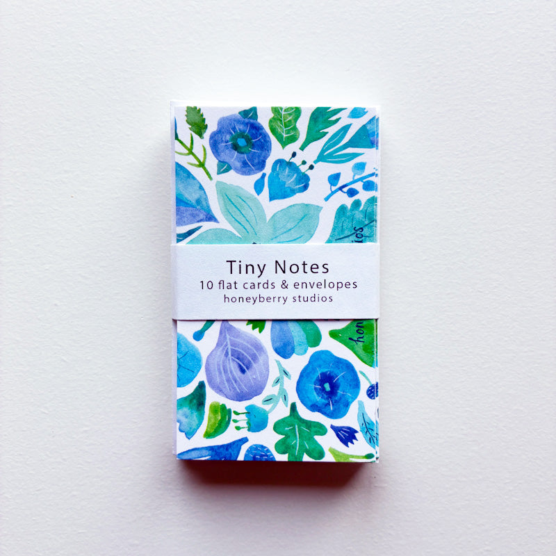 Blue Flowers Tiny Notes (Set of 10)