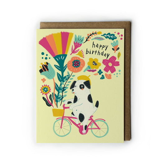 Dog on Bicycle Birthday Card