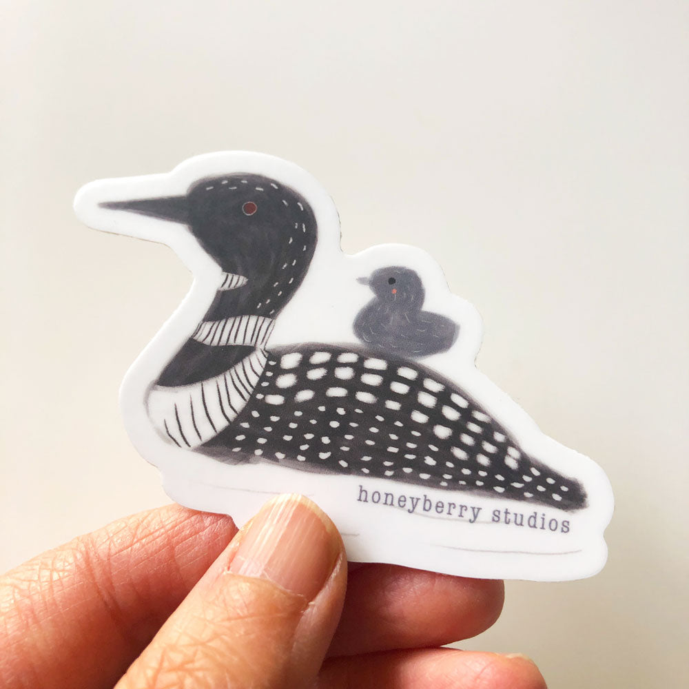 Loon & Baby Vinyl Sticker