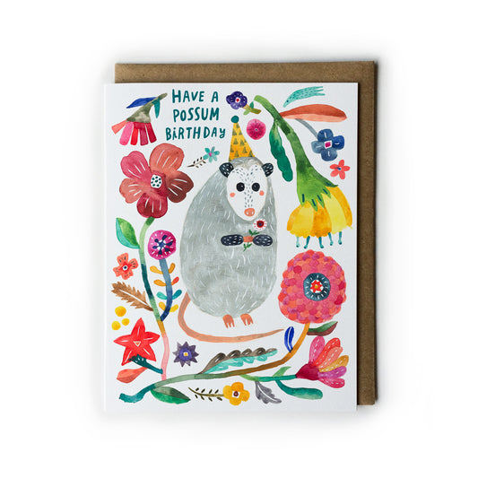 Opossum Birthday Card
