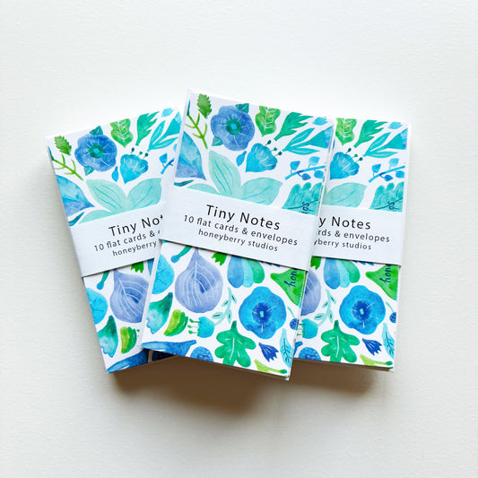 Blue Flowers Tiny Notes (Set of 10)