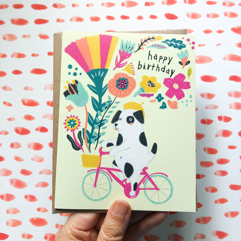 Dog on Bicycle Birthday Card