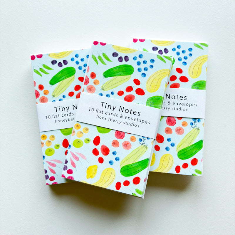 Farm Stand Veggies & Berries Tiny Notes (Set of 10)