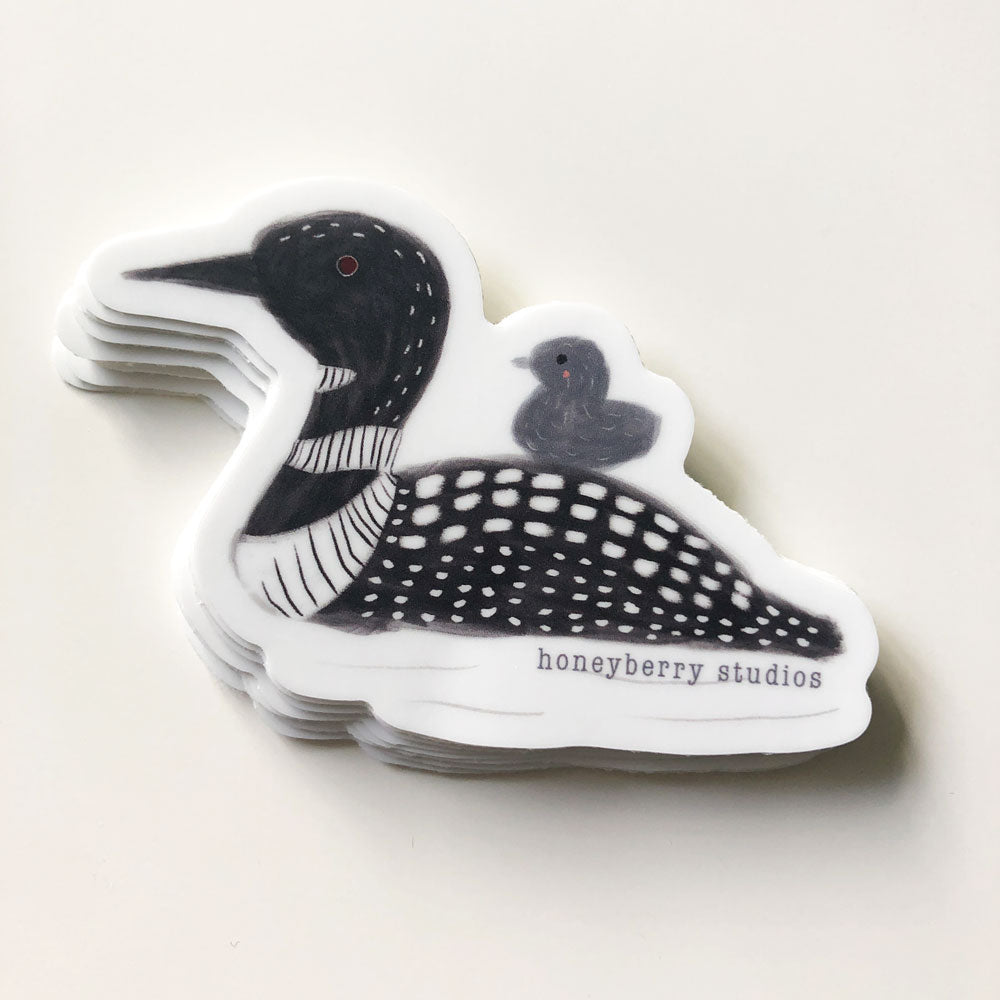 Loon & Baby Vinyl Sticker