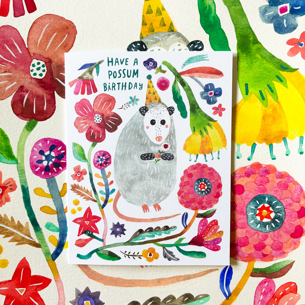 Opossum Birthday Card
