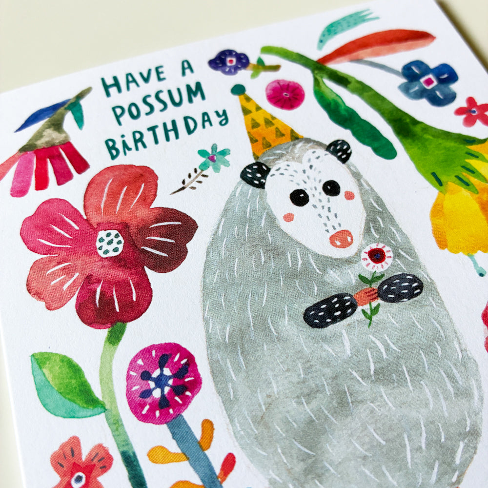 Opossum Birthday Card