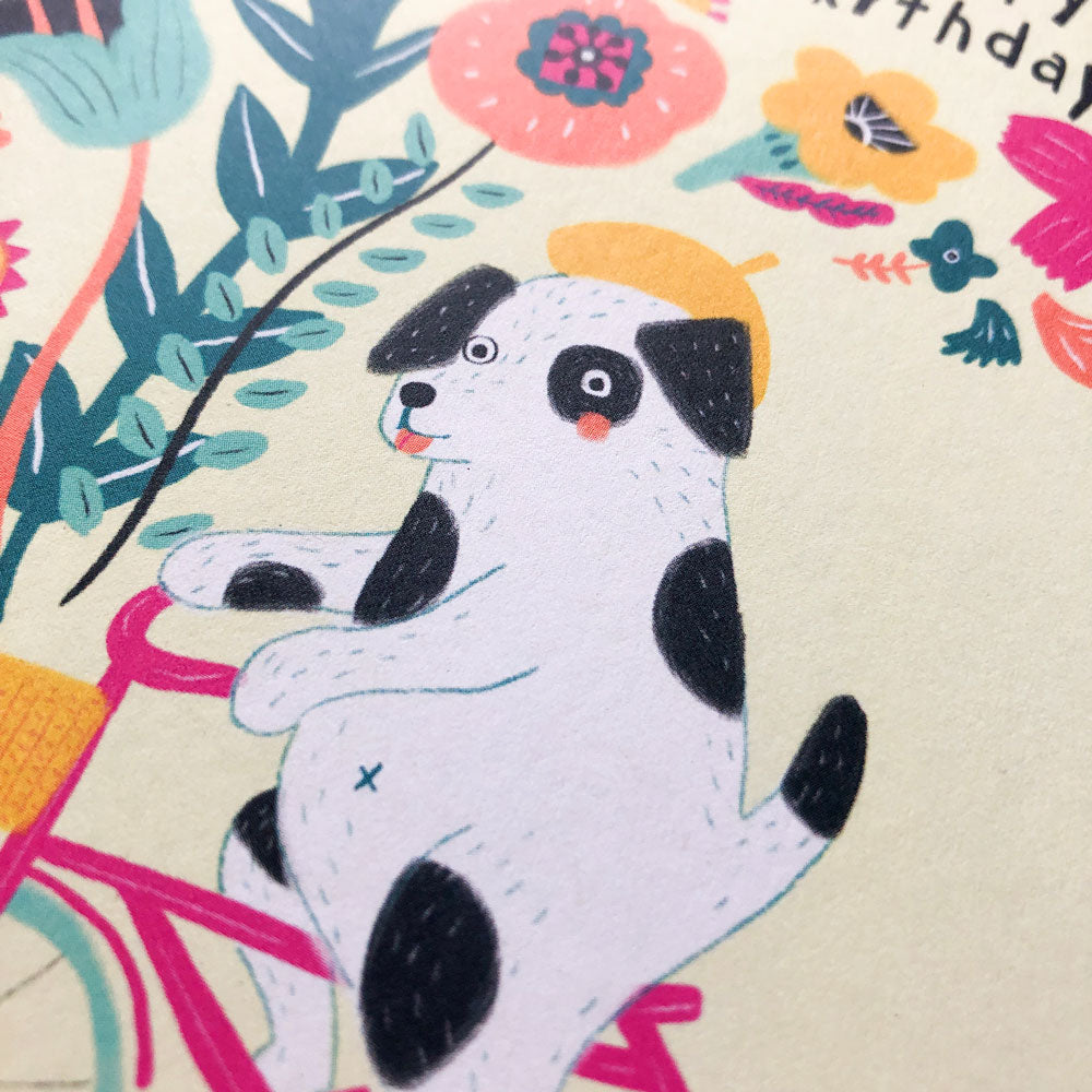 Dog on Bicycle Birthday Card