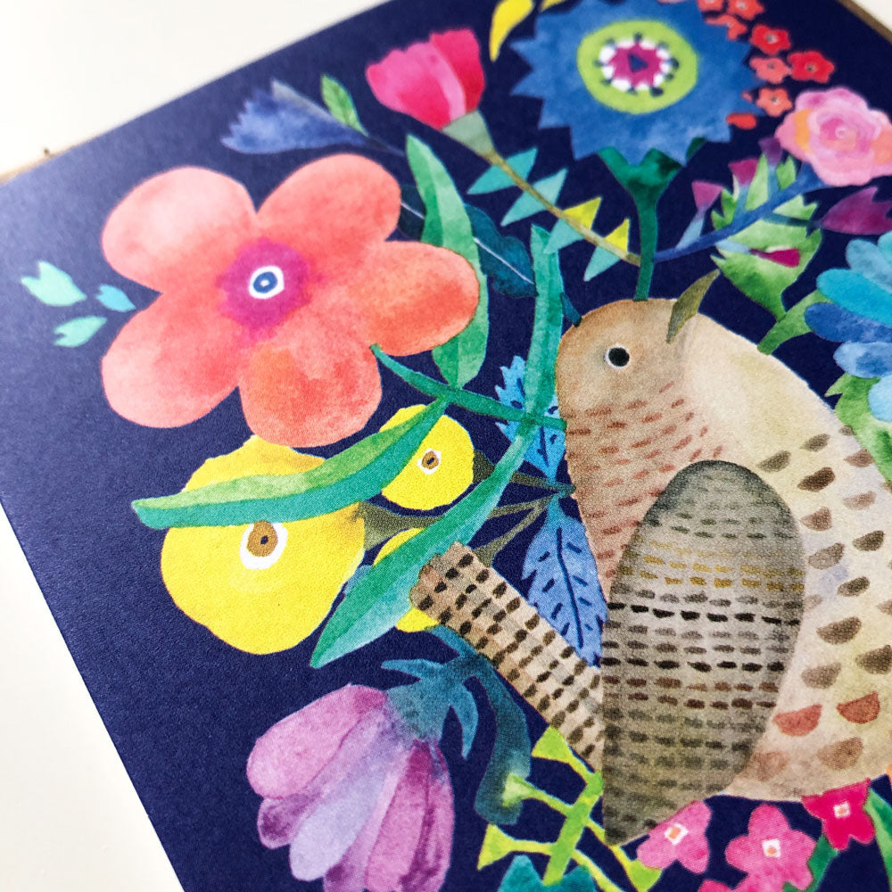Wren & Flowers Greeting Card
