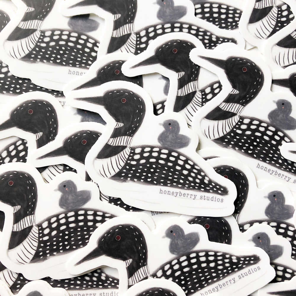 Loon & Baby Vinyl Sticker