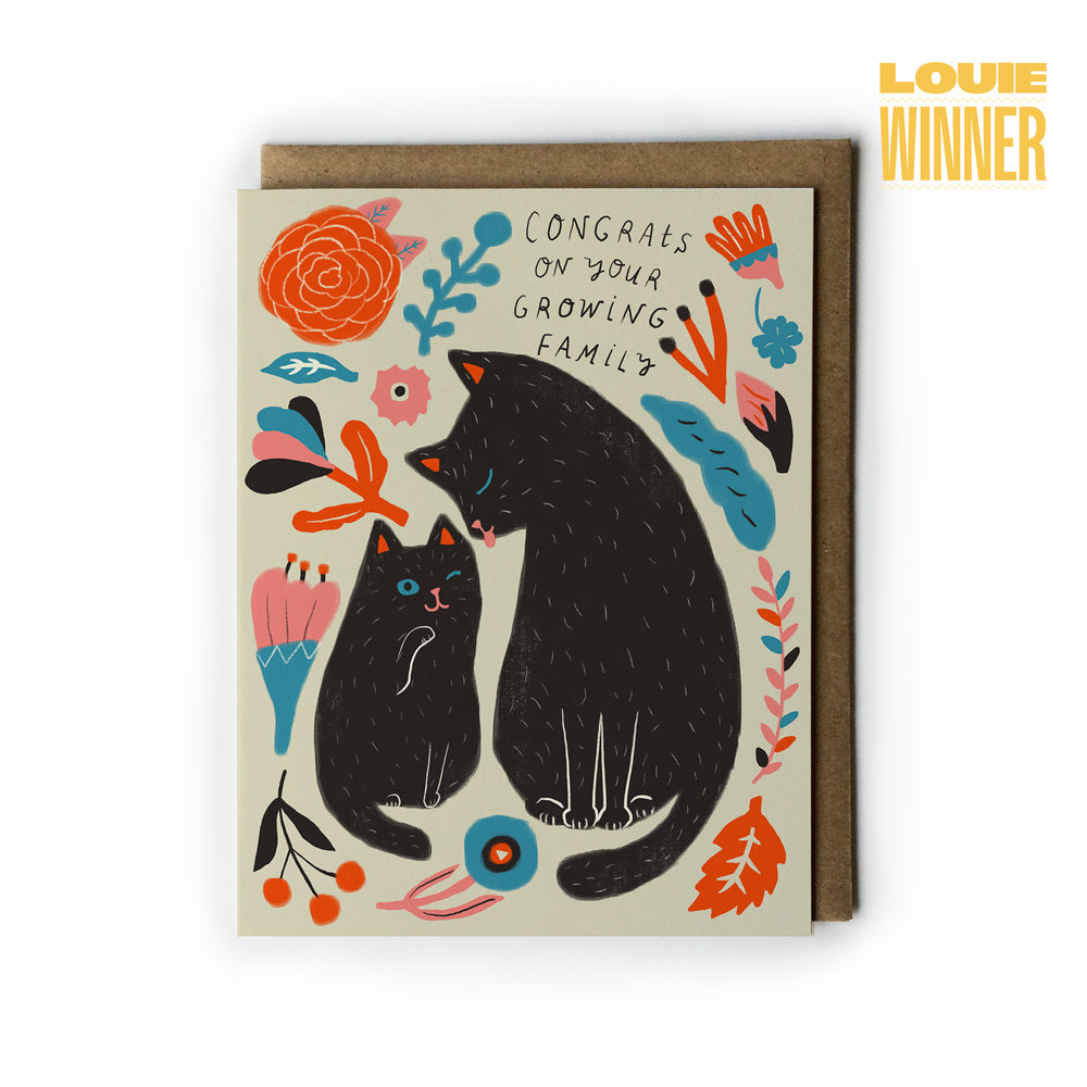 Kitty Congrats on Your Growing Family Baby Card