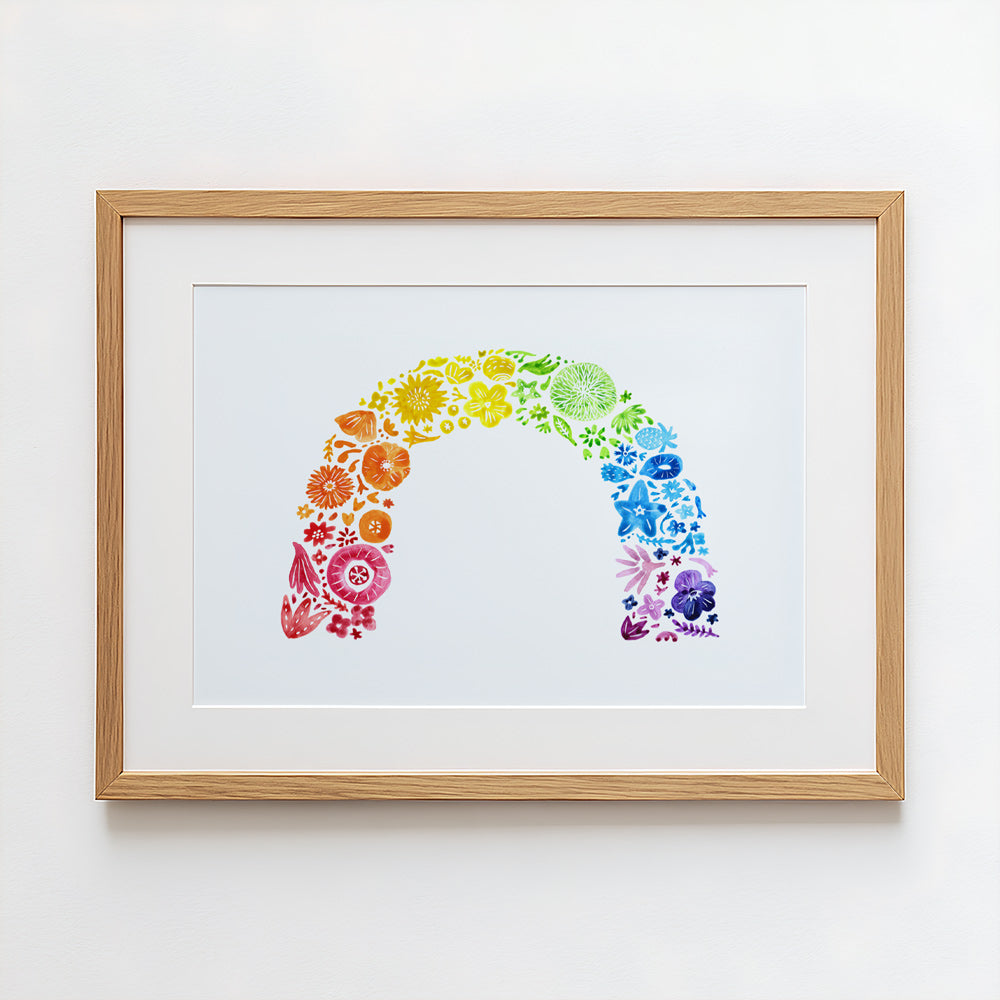 Rainbow Flower Arch Original Painting - 16"x20"
