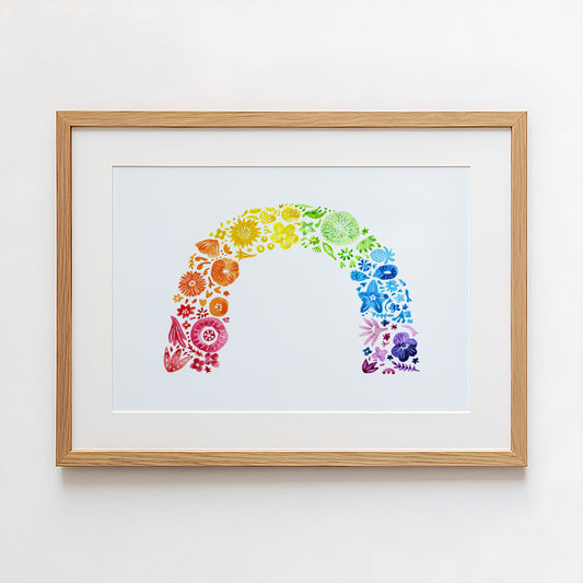 Rainbow Flower Arch Original Painting - 16"x20"