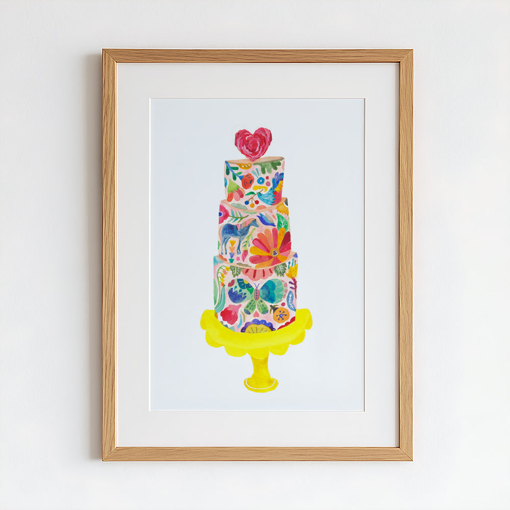 Flower Love Cake Original Painting - 12"x16"
