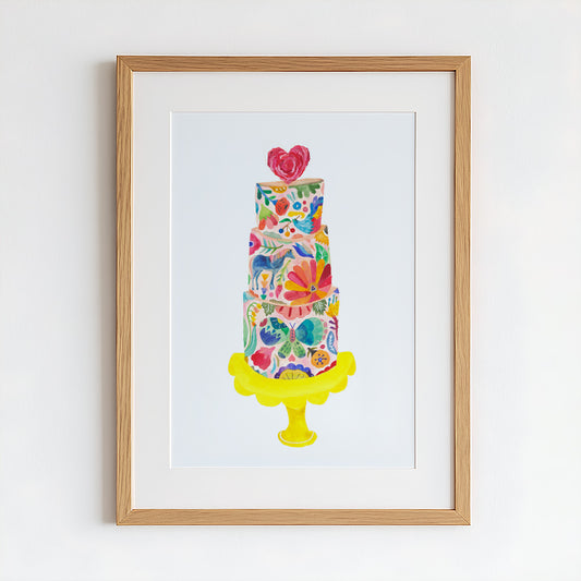 Flower Love Cake Original Painting - 12"x16"