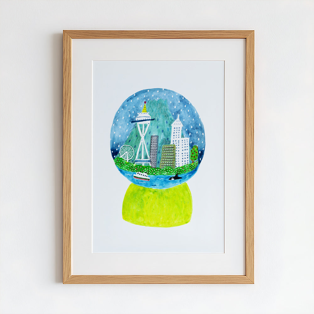 Seattle Snow Globe Original Painting - 16"x20"
