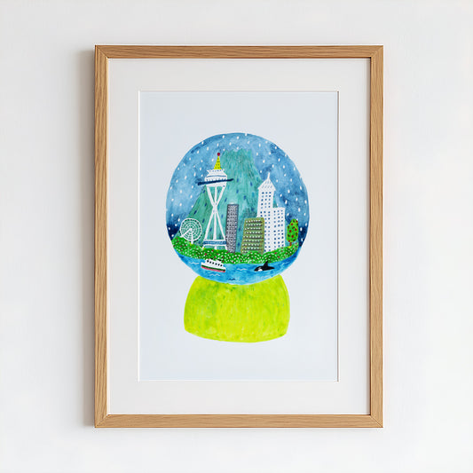 Seattle Snow Globe Original Painting - 16"x20"