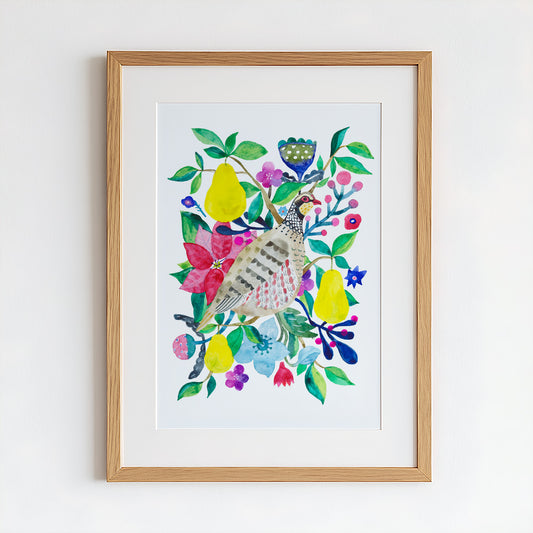 Partridge & Pear Original Painting - 12"x16"