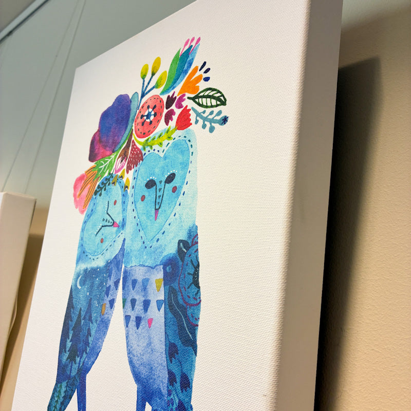 Blue Barn Owl Canvas Print - 11"x14"