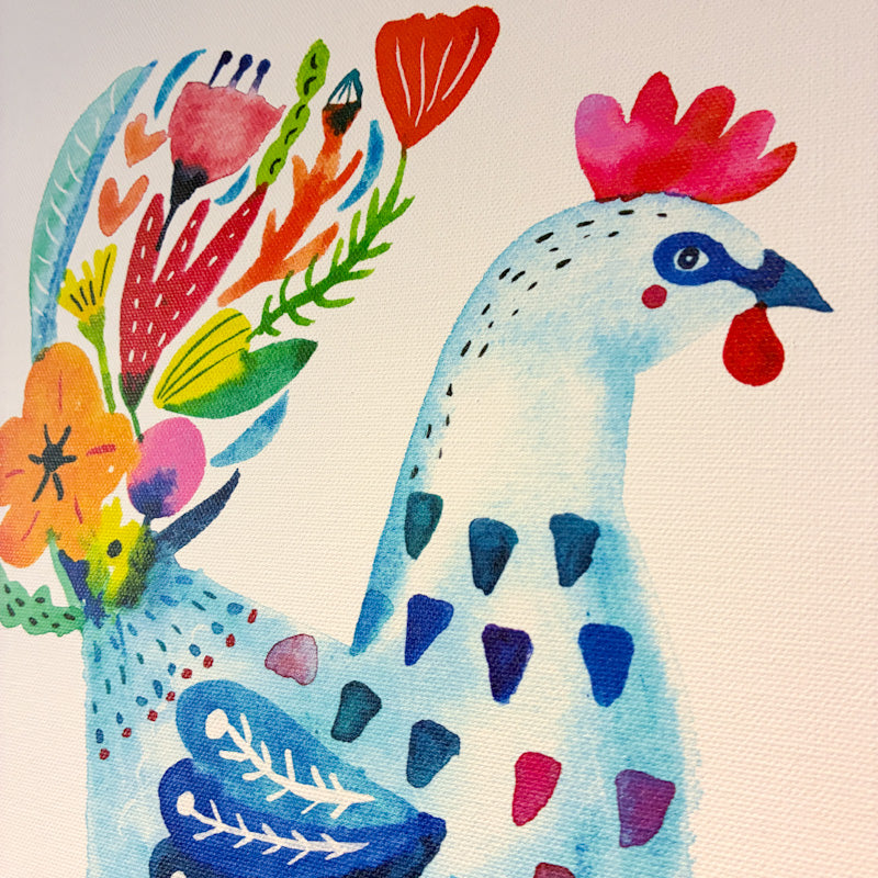 Blue Rooster Canvas Print - 11"x14"