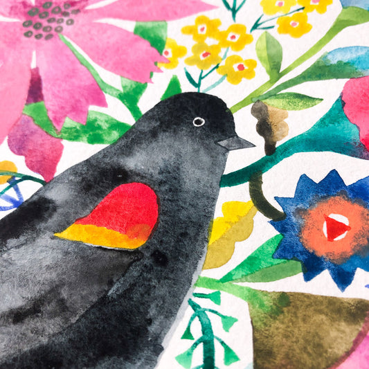 Blackbird Original Painting - 12"x16"