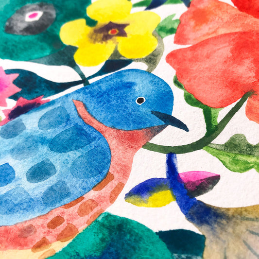 Eastern Bluebird Original Painting - 12"x16"