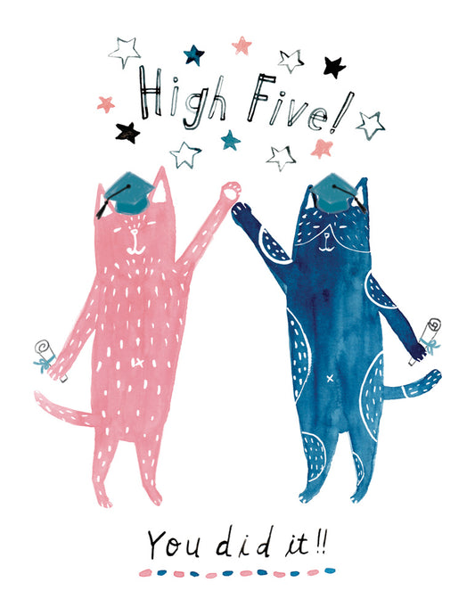 Cats Graduation High Five Card