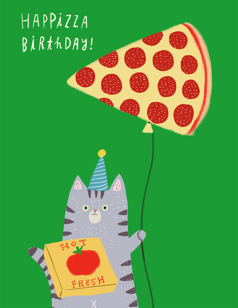 Happizza Cat Birthday Card