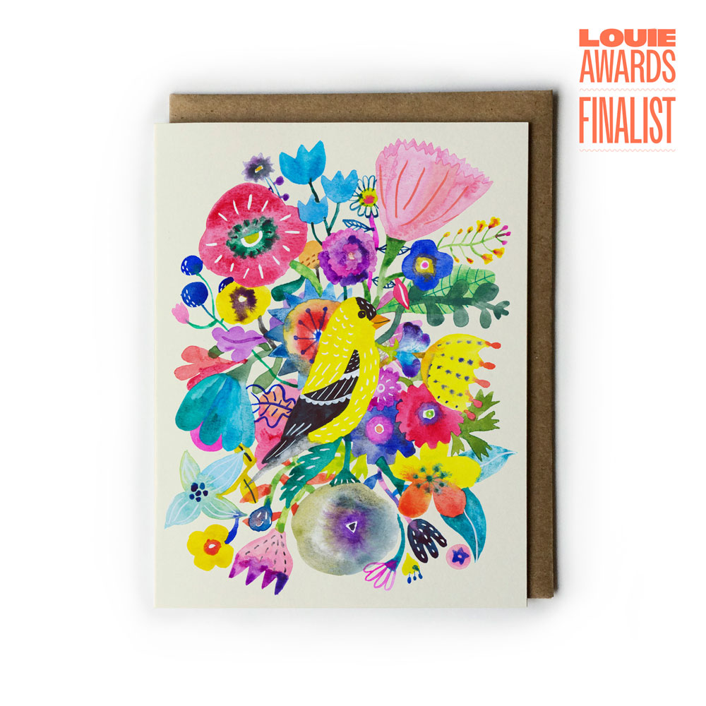Goldfinch and Flowers Greeting Card
