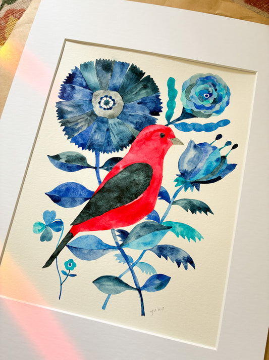 Scarlet Tanager Original Painting - 12"x16"