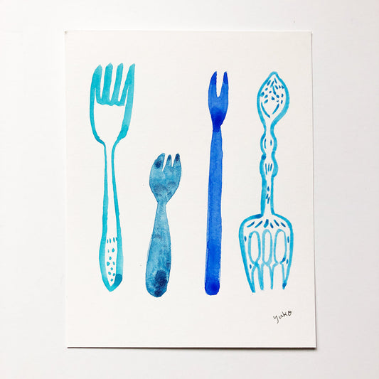 Blue Forks - 5.5"x7"