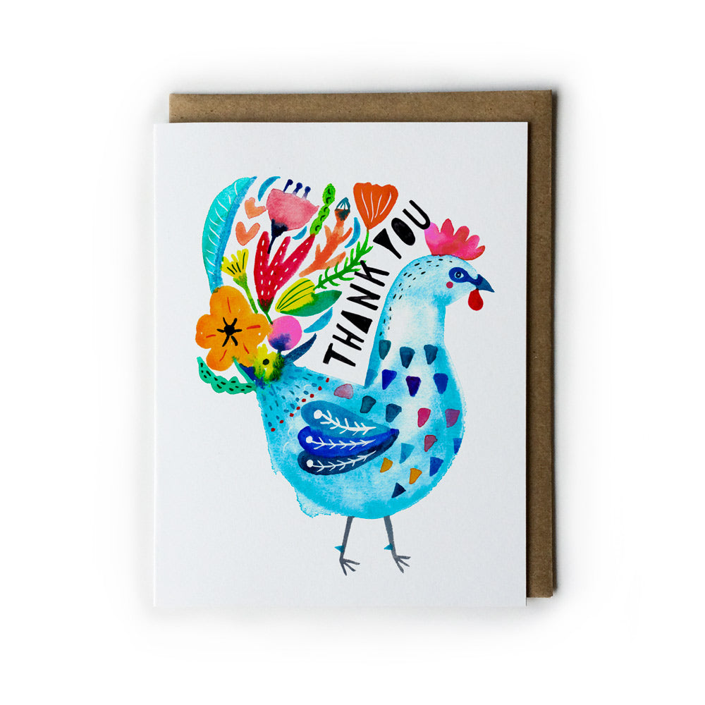 Blue Rooster Thank You Card