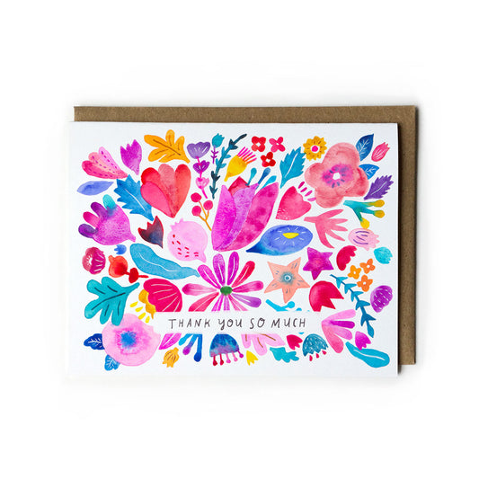 Pink & Red Flower Thank You Card