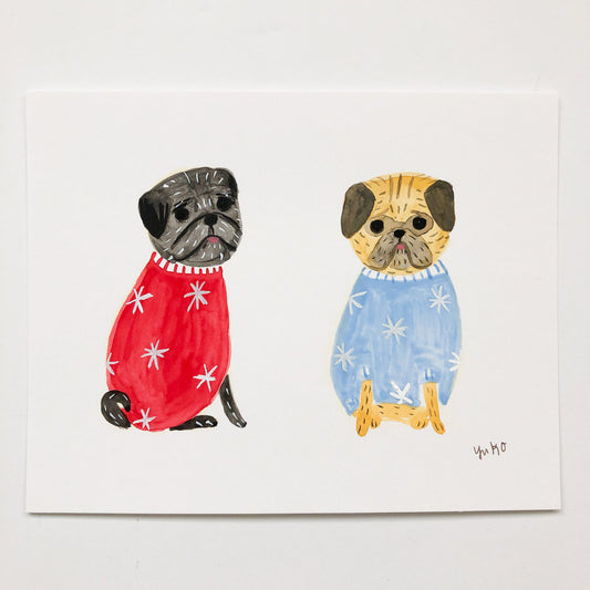 Pugs in Sweaters - 5.5"x7"