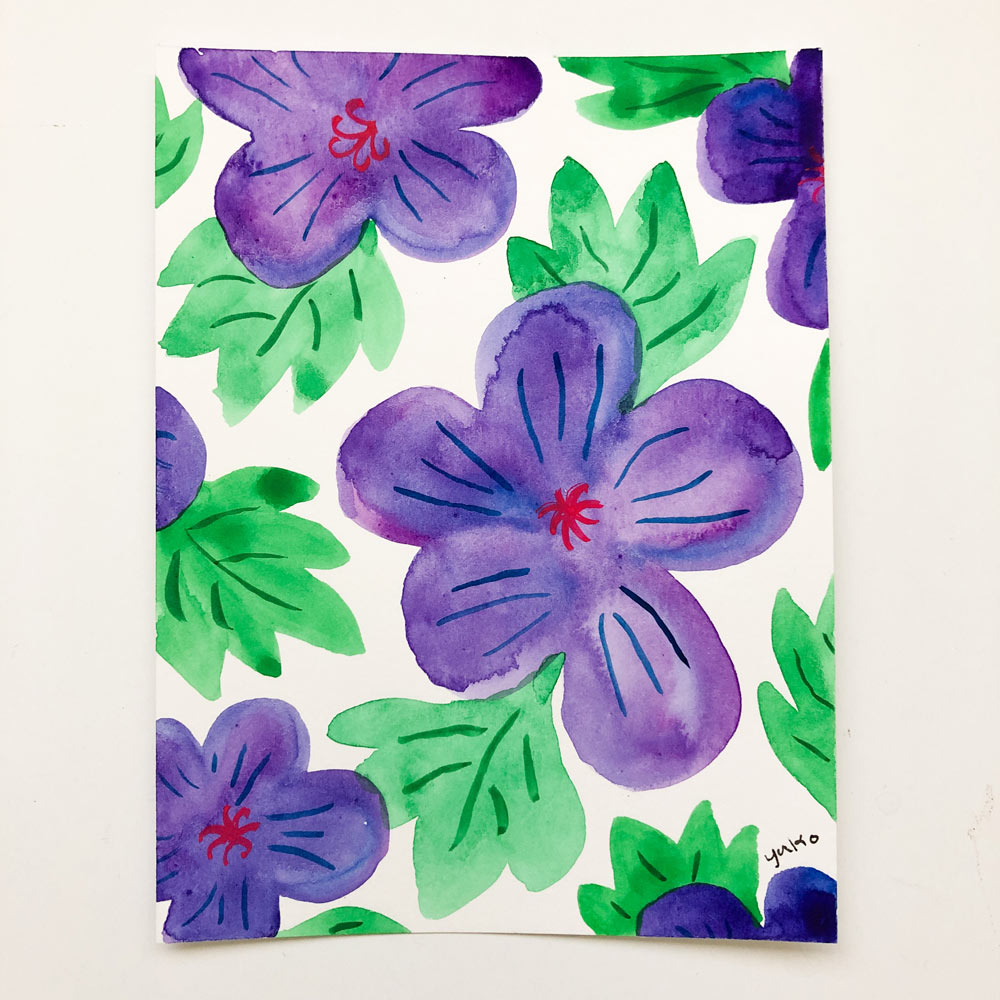 Purple Flowers - 4.5"x6"