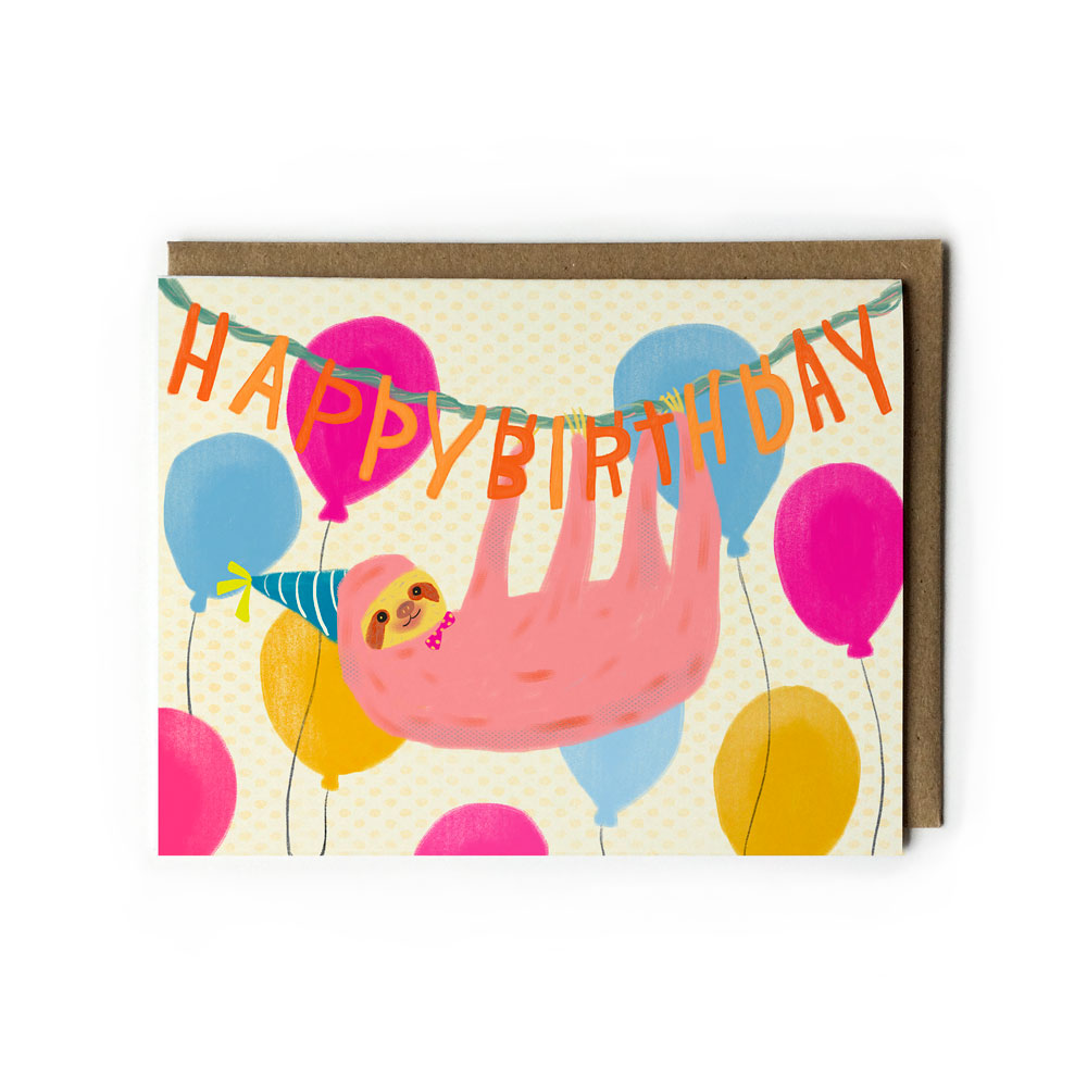 Party Sloth Birthday Card