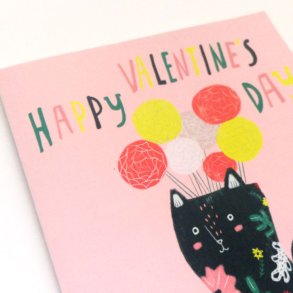 Kitty Flower Vase Valentine's Day Card