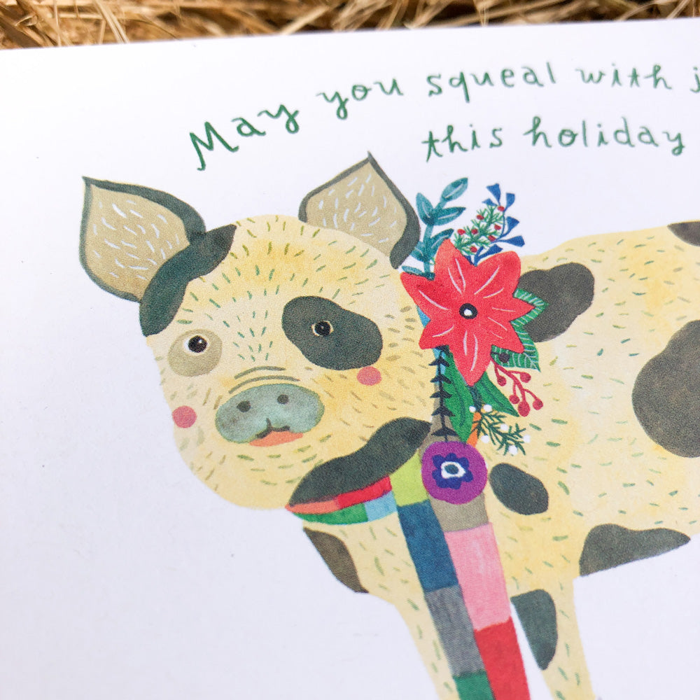 Pig Squeal of Joy Holiday Greeting Card