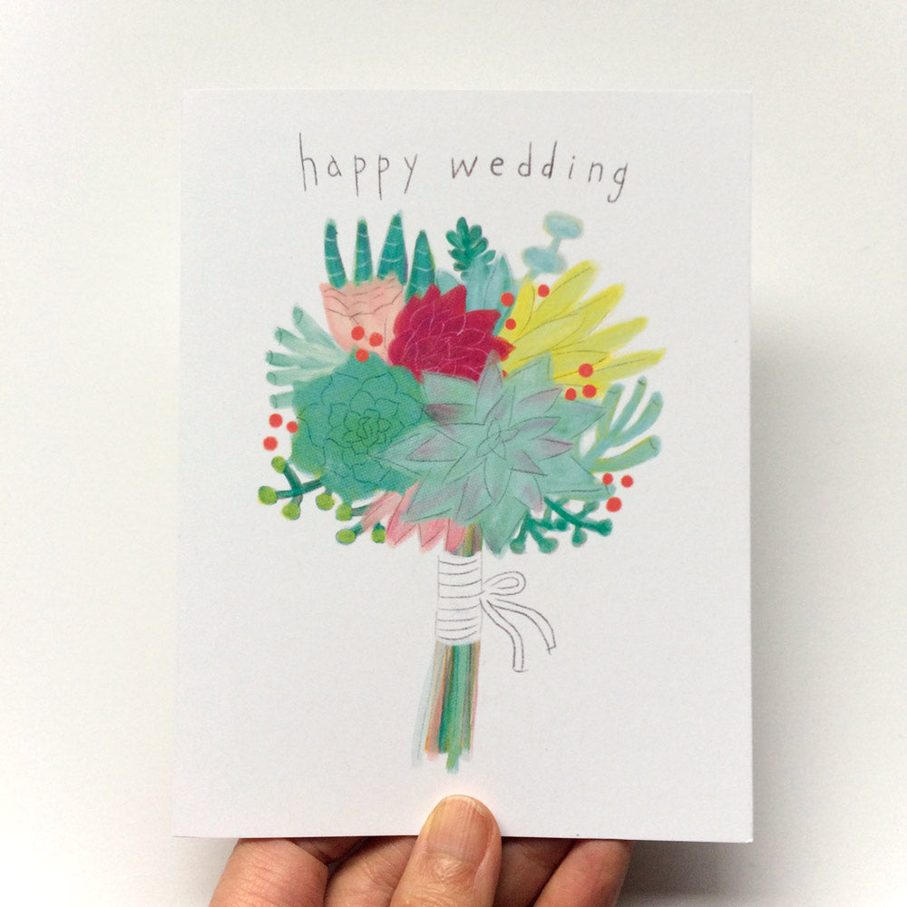 Succulent Bouquet Wedding Card