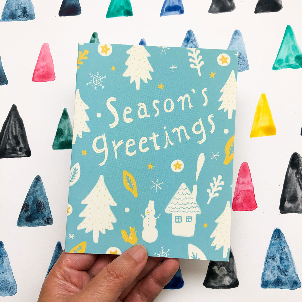 Season's Greetings Holiday Greeting Card - Multiple Colors