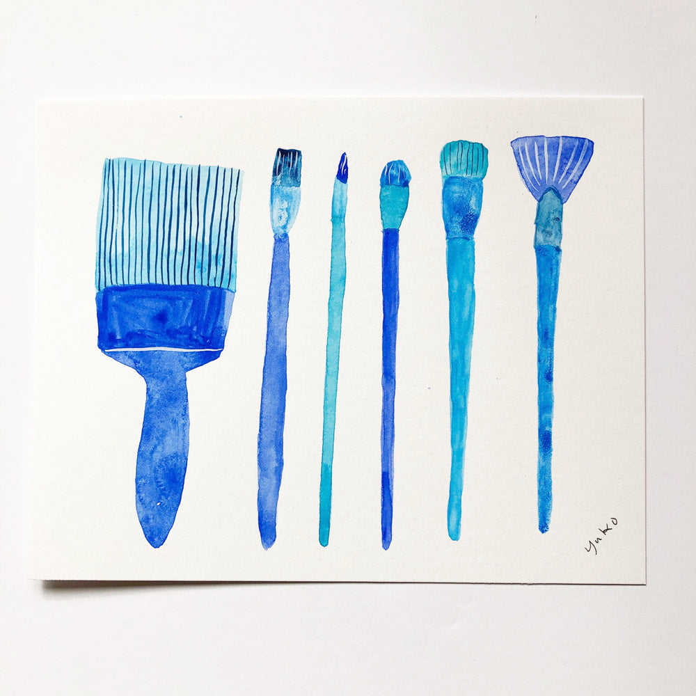 Blue Paint Brushes - 5.5"x7"
